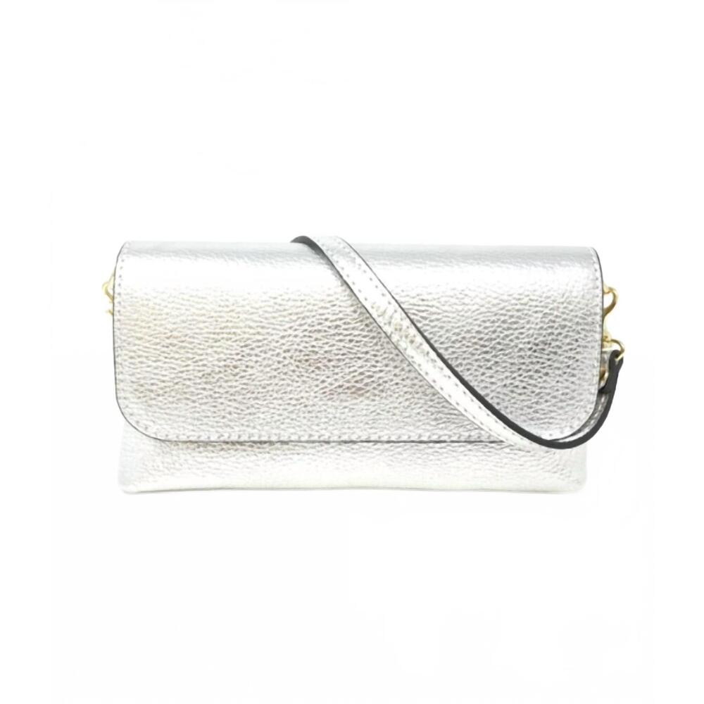 NEW GERMAN FUENTES women's leather crossbody clutch in pewter